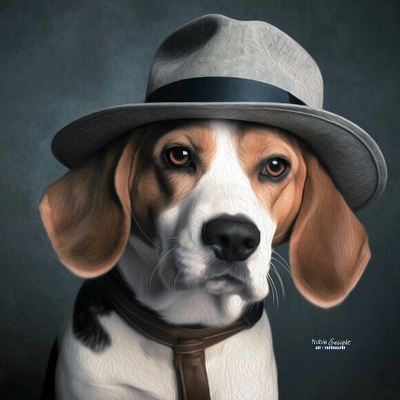 16x20 Beagle Detective Funny Dog Portrait Watercolor Oil Painting Art Poster - Picture 4 of 4